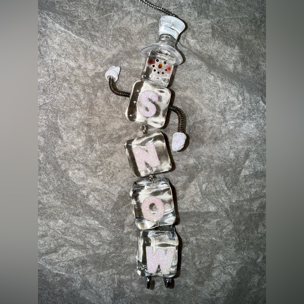 Seasons of Cannon‎ Falls SNOW Glass Snowman Ornament Hanging Christmas Decor 7”